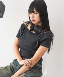 WEGO/ヴィンテージウォッシュオフショルちびT