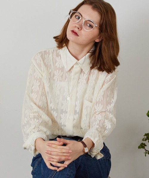 FREE MAX(フリーマックス)の「FREE MAX×Hyoma Flower Lace Shirt / 花柄レースシャツ メンズ 夏物 夏服(シャツ/ブラウス・メンズ・ホワイト・S/L/M)」の19枚目の写真