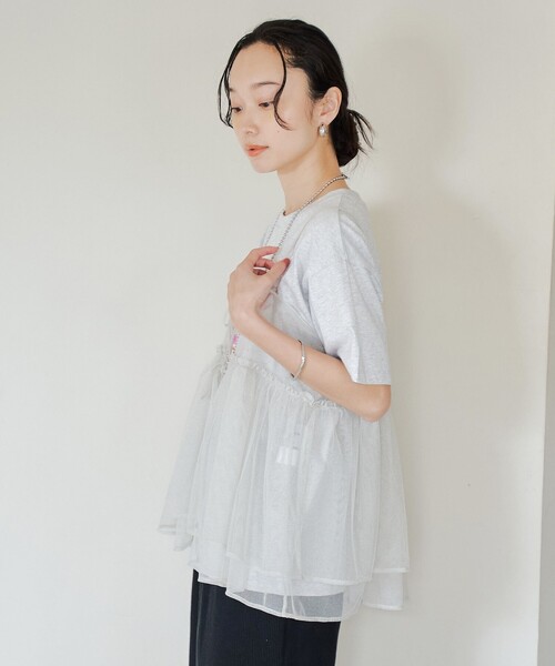 coen(コーエン)の「【セットアイテム】ラメチュールキャミセットロゴTシャツ(Tシャツ/カットソー・レディース・オフホワイト/ライトグレー/レッド/ダークグレー・M/L)」の5枚目の写真