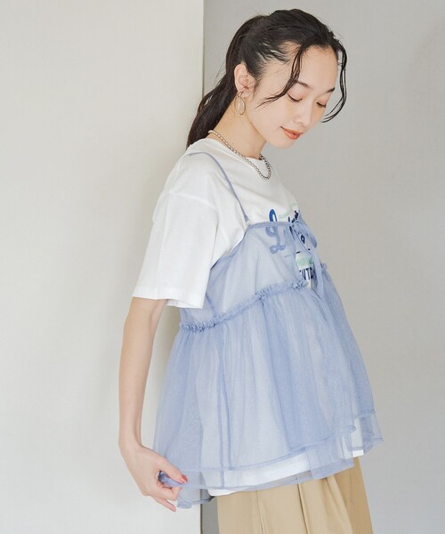 coen(コーエン)の「【セットアイテム】ラメチュールキャミセットロゴTシャツ(Tシャツ/カットソー・レディース・オフホワイト/ライトグレー/レッド/ダークグレー・M/L)」の10枚目の写真