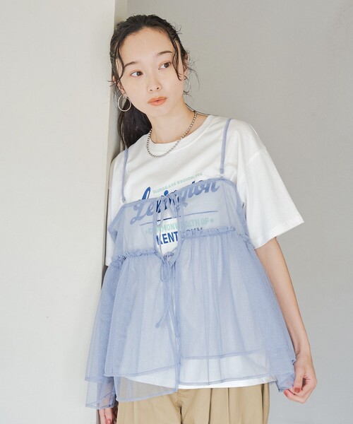 coen(コーエン)の「【セットアイテム】ラメチュールキャミセットロゴTシャツ(Tシャツ/カットソー・レディース・オフホワイト/ライトグレー/レッド/ダークグレー・M/L)」の11枚目の写真
