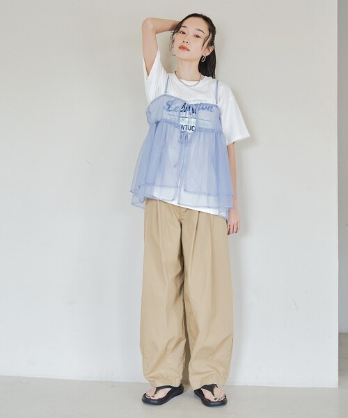coen(コーエン)の「【セットアイテム】ラメチュールキャミセットロゴTシャツ(Tシャツ/カットソー・レディース・オフホワイト/ライトグレー/レッド/ダークグレー・M/L)」の14枚目の写真