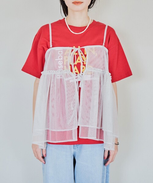 coen(コーエン)の「【セットアイテム】ラメチュールキャミセットロゴTシャツ(Tシャツ/カットソー・レディース・オフホワイト/ライトグレー/レッド/ダークグレー・M/L)」の17枚目の写真
