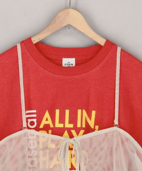 coen(コーエン)の「【セットアイテム】ラメチュールキャミセットロゴTシャツ(Tシャツ/カットソー・レディース・オフホワイト/ライトグレー/レッド/ダークグレー・M/L)」の22枚目の写真
