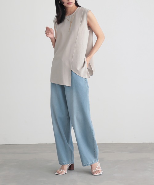 for/c（フォーシー）の「[新色追加]リネンライクアシメブラウス【サスティナブル】（シャツ/ブラウス・レディース・ライトブラウン/オフホワイト/イエロー/ベージュ/スミクロ/ネイビー/ピンク/ダークブラウン・L/M）」の12枚目の写真