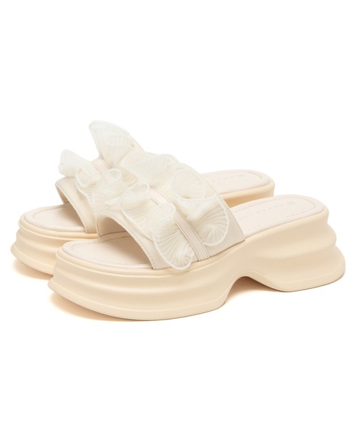JELLY BEANS(ジェリービーンズ)の「シアーフリル厚底ミュールサンダル(210-53372)JELLY BEANS(ジェリービーンズ)(サンダル・レディース・ブラック/アイボリー/ラベンダー・S/M/L)」の4枚目の写真