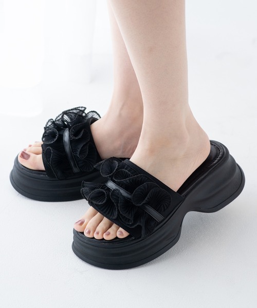 JELLY BEANS(ジェリービーンズ)の「シアーフリル厚底ミュールサンダル(210-53372)JELLY BEANS(ジェリービーンズ)(サンダル・レディース・ブラック/アイボリー/ラベンダー・S/M/L)」の16枚目の写真