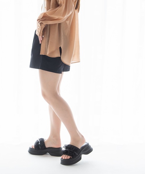 JELLY BEANS(ジェリービーンズ)の「シアーフリル厚底ミュールサンダル(210-53372)JELLY BEANS(ジェリービーンズ)(サンダル・レディース・ブラック/アイボリー/ラベンダー・S/M/L)」の18枚目の写真