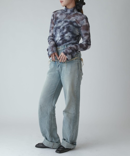 Lui's（ルイス）の「【mi-企画】シアートップス（Tシャツ/カットソー・レディース・グレー/ブラック・FREE）」の6枚目の写真