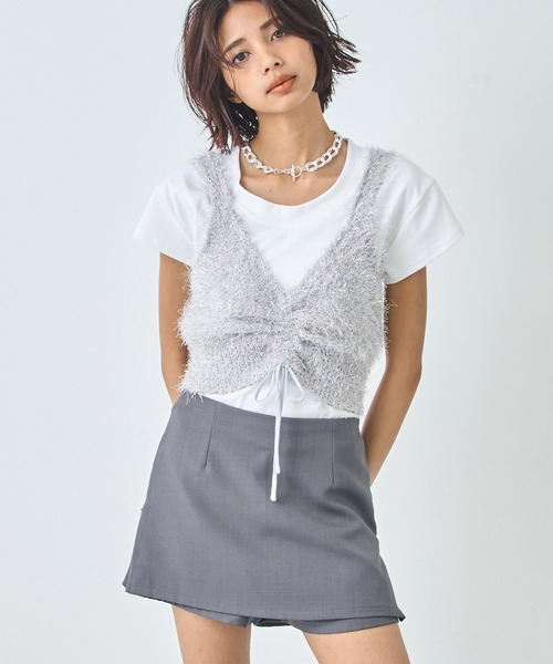 ANAP(アナップ)の「ラメニット ビスチェ(キャミソール・レディース・ピンク/ライトグレー/ブラック・FREE)」の3枚目の写真