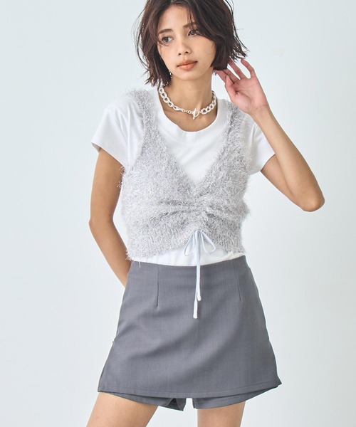 ANAP(アナップ)の「ラメニット ビスチェ(キャミソール・レディース・ピンク/ライトグレー/ブラック・FREE)」の17枚目の写真