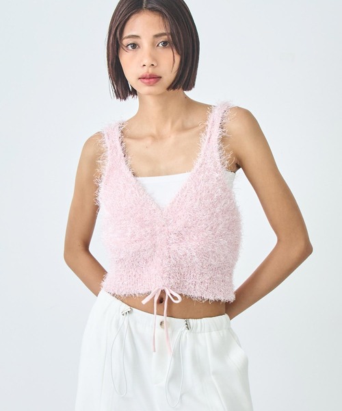 ANAP(アナップ)の「ラメニット ビスチェ(キャミソール・レディース・ピンク/ライトグレー/ブラック・FREE)」の14枚目の写真