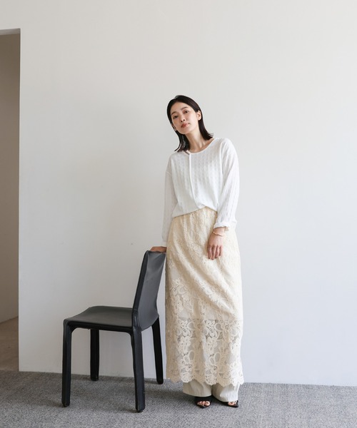 select MOCA Et（セレクトモカエト）の「【Et】Lace I-line skirt（スカート・レディース・ブラック/ベージュ・FREE）」の15枚目の写真