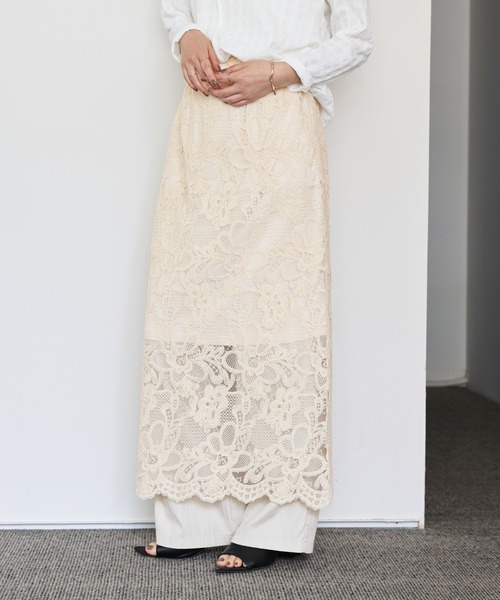 select MOCA Et（セレクトモカエト）の「【Et】Lace I-line skirt（スカート・レディース・ブラック/ベージュ・FREE）」の21枚目の写真