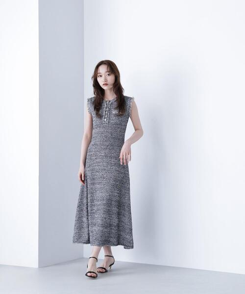 NATURAL BEAUTY BASIC（ナチュラルビューティーベーシック）の「◇フリンジツイードニットワンピース（ワンピース・レディース・ブラック系その他/ベージュ系その他・MEDIUM/P/S）」の19枚目の写真