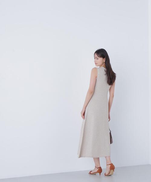 NATURAL BEAUTY BASIC（ナチュラルビューティーベーシック）の「◇フリンジツイードニットワンピース（ワンピース・レディース・ブラック系その他/ベージュ系その他・MEDIUM/P/S）」の8枚目の写真