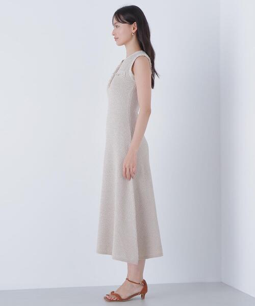 NATURAL BEAUTY BASIC（ナチュラルビューティーベーシック）の「◇フリンジツイードニットワンピース（ワンピース・レディース・ブラック系その他/ベージュ系その他・MEDIUM/P/S）」の9枚目の写真