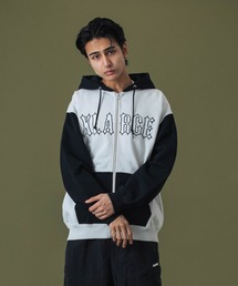 XLARGE ジップパーカー LA刺繍ロゴ XLサイズ チャコールグレースミ黒 XLARGE｜エクストララージのパーカー（刺繍）通販 - ZOZOTOWN