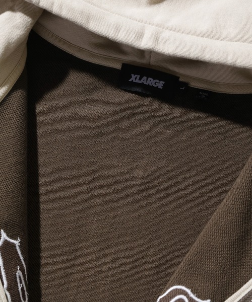 XLARGE（エクストララージ）の「COLOR BLOCK ZIP HOODED SWEATSHIRT（パーカー・メンズ・ブラック/オリーブ/ベージュ・S/M/L/XL）」の5枚目の写真