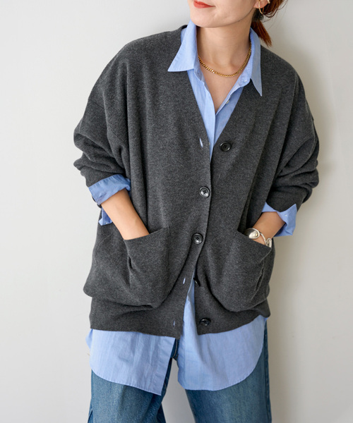 スピック&amp;スパン 23AW ダブルジャガード ビッグカーディガン ニット 長袖 Spick & Span（スピックアンドスパン）の「≪追加3≫ダブルジャガード