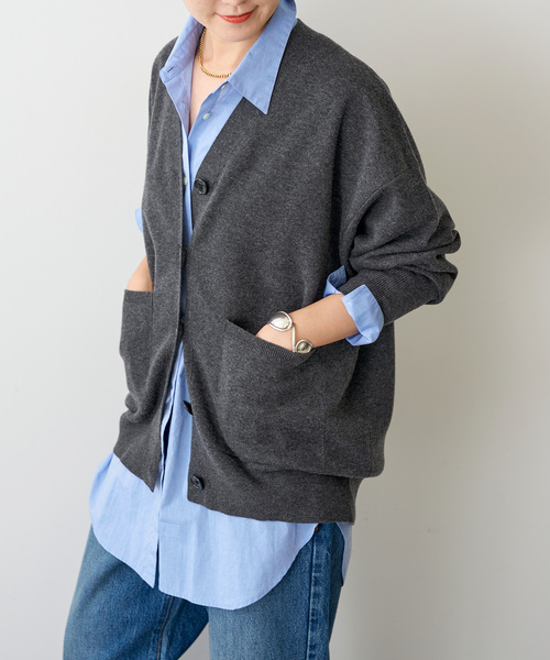 Spick & Span（スピックアンドスパン）の「《追加》ダブルジャガードカーディガン（カーディガン/ボレロ・レディース・チャコールグレー/レッド/ブラック・FREE）」の14枚目の写真