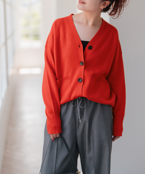 美品　23AW完売品　スピックアンドスパン　ダブルジャガード ビッグカーディガン ≪WEB+一部店舗限定追加≫ダブルジャガード ビッグカーディガン