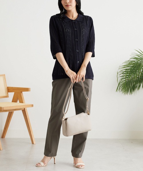 BELLUNA PLUS(ベルーナ)の「冷感ピケストレッチ素材スリムパンツ65丈(その他パンツ・レディース・ライトグレー/ブラック/カーキ・SMALL/X-LARGE/MEDIUM/LARGE)」の13枚目の写真