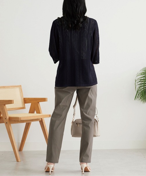 BELLUNA PLUS(ベルーナ)の「冷感ピケストレッチ素材スリムパンツ65丈(その他パンツ・レディース・ライトグレー/ブラック/カーキ・SMALL/X-LARGE/MEDIUM/LARGE)」の14枚目の写真