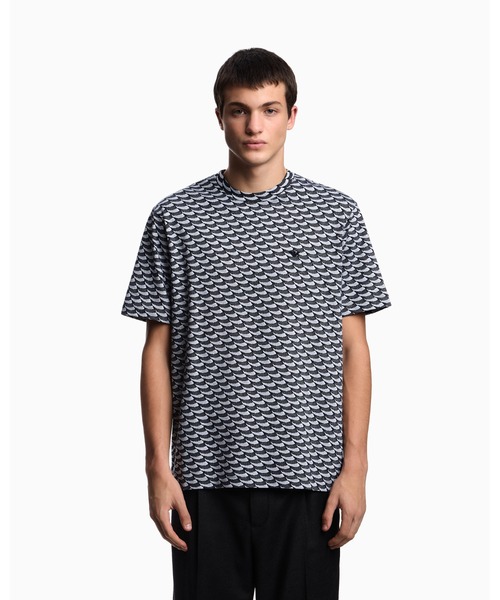 EMPORIO ARMANI(エンポリオアルマーニ)の「【エンポリオ アルマーニ】ASV Icon セーター ジャカードジャージー オプアートモチーフ(Tシャツ/カットソー・メンズ・ホワイト・SMALL/XX-LARGE/X-SMALL/X-LARGE/MEDIUM/LARGE)」の1枚目の写真