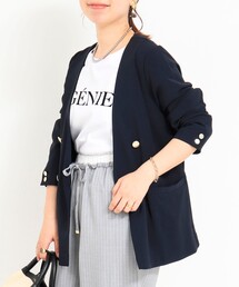 boutique nolleys ノーカラージャケット L ジャケット　日本製 NOLLEY'S ジャケット ノーカラージャケット 「セットアップ対応