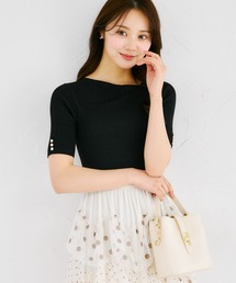 【ZOZO限定】アシンメトリーネックラメリブニットトップス