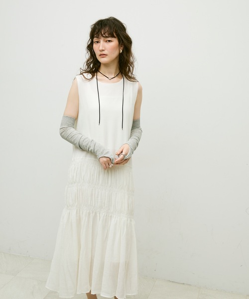 (最終値下げ)litmus her praha race dress セール】Gathered-line dress / ギャザーラインドレス