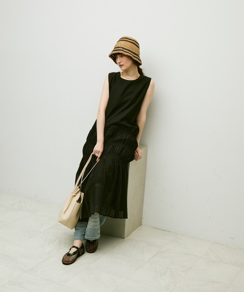 セール】Gathered-line dress / ギャザーラインドレス