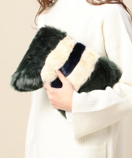 BEAUTY&YOUTH UNITED ARROWS(ビューティーアンドユースユナイテッドアローズ)の「BY Chic Choc ラインフェイクファークラッチ◆(クラッチバッグ・レディース・ベージュ/ダークグリーン・フリー)」の10枚目の写真