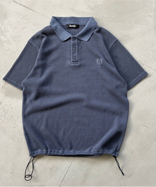 kutir（クティール）の「DRAWCORD THERMAL POLO SHIRT／ドローコードサーマルポロシャツ（ポロシャツ・メンズ・ネイビー/ブラック/杢グレー/グレー・MEDIUM/LARGE）」の4枚目の写真