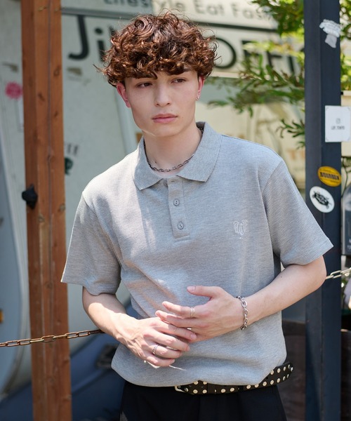 kutir（クティール）の「DRAWCORD THERMAL POLO SHIRT／ドローコードサーマルポロシャツ（ポロシャツ・メンズ・ネイビー/ブラック/杢グレー/グレー・MEDIUM/LARGE）」の5枚目の写真