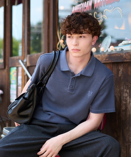 kutir（クティール）の「DRAWCORD THERMAL POLO SHIRT／ドローコードサーマルポロシャツ（ポロシャツ・メンズ・ネイビー/ブラック/杢グレー/グレー・MEDIUM/LARGE）」の7枚目の写真