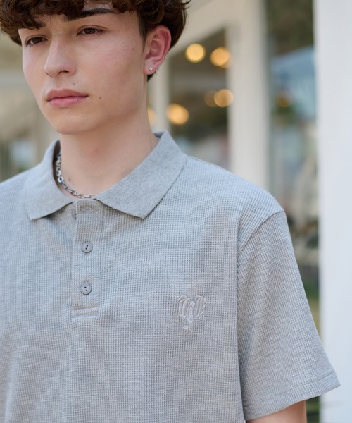 kutir（クティール）の「DRAWCORD THERMAL POLO SHIRT／ドローコードサーマルポロシャツ（ポロシャツ・メンズ・ネイビー/ブラック/杢グレー/グレー・MEDIUM/LARGE）」の6枚目の写真