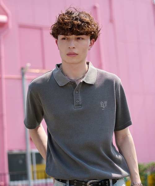 kutir（クティール）の「DRAWCORD THERMAL POLO SHIRT／ドローコードサーマルポロシャツ（ポロシャツ・メンズ・ネイビー/ブラック/杢グレー/グレー・MEDIUM/LARGE）」の8枚目の写真