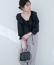 【sherbet line】接触冷感 ラッフル羽織ブラウス