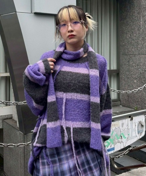 Candy Stripper（キャンディストリッパー）の「SHAGGY FRINGE ニット（ニット/セーター・レディース・チャコール/ライトブルー/グレー・FREE）」の15枚目の写真