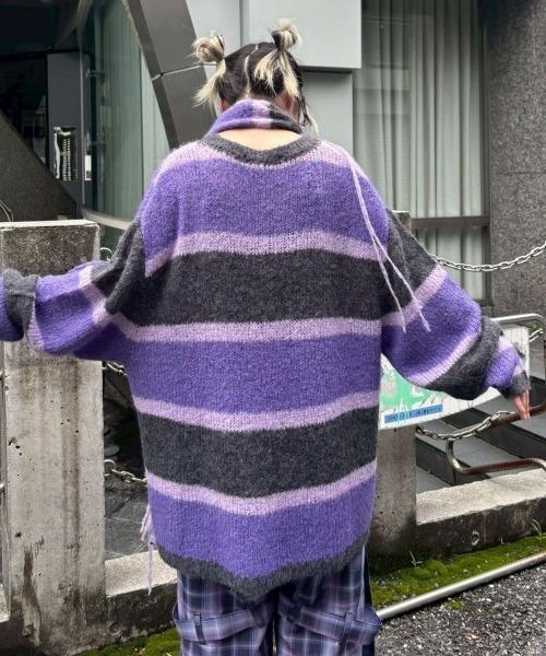 Candy Stripper（キャンディストリッパー）の「SHAGGY FRINGE ニット（ニット/セーター・レディース・チャコール/ライトブルー/グレー・FREE）」の18枚目の写真