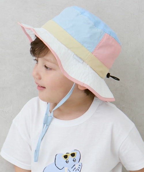 petit main（プティマイン）の「【透湿撥水】アドベンチャーハット（ハット・キッズ・ブルー/カラフル・54cm/50cm）」の3枚目の写真