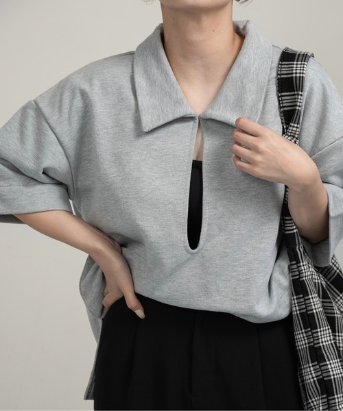 tシャツ over size polo like tops / オーバーサイズポロライクトップス レディース over size polo like tops / オーバーサイズポロライクトップス