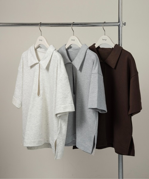 lawgy(ラウジー)の「over size polo like tops / オーバーサイズポロライクトップス(Tシャツ/カットソー・レディース・ブラウン/オートミール/ヘザーグレー・FREE)」の16枚目の写真