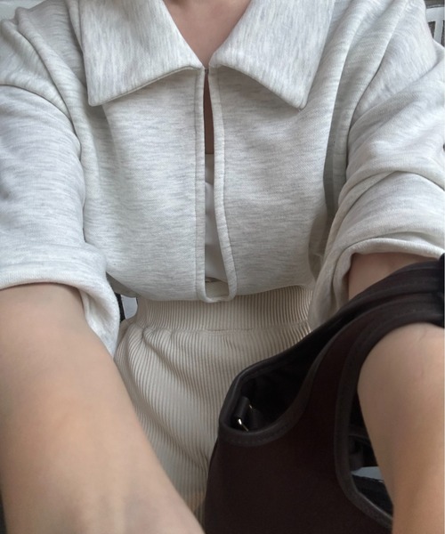 lawgy(ラウジー)の「over size polo like tops / オーバーサイズポロライクトップス(Tシャツ/カットソー・レディース・ブラウン/オートミール/ヘザーグレー・FREE)」の15枚目の写真