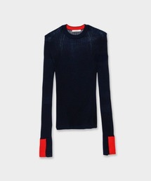新品未使用タグ付 Cinoh クルーネックタイトニット[NAVY×RED] CINOH｜チノの通販 - ZOZOTOWN