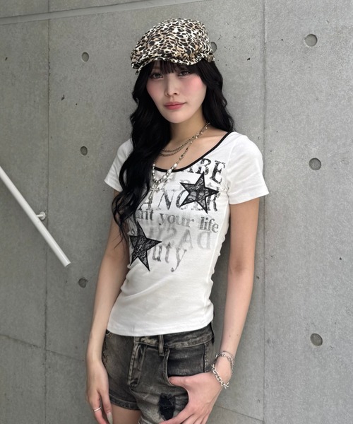 asymmetry rock print Tshirt（Tシャツ/カットソー）｜ZIPPER CLUB