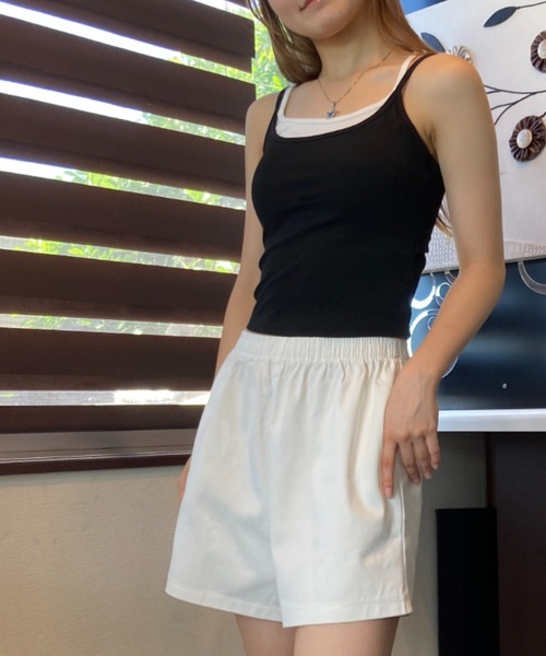 Loco Ocean（ロコオーシャン）の「レイヤードライク クロスバックキャミソール 夏服（キャミソール・レディース・イエロー/ブラック・FREE）」の4枚目の写真