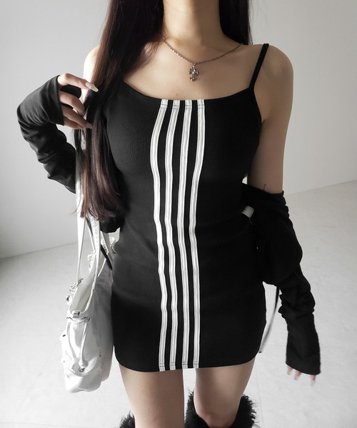 me+em select（ミームセレクト）の「４ラインタイトミニキャミワンピース ／ 4 line tight mini cami onepiece（ワンピース・レディース・ブラック・FREE）」の4枚目の写真
